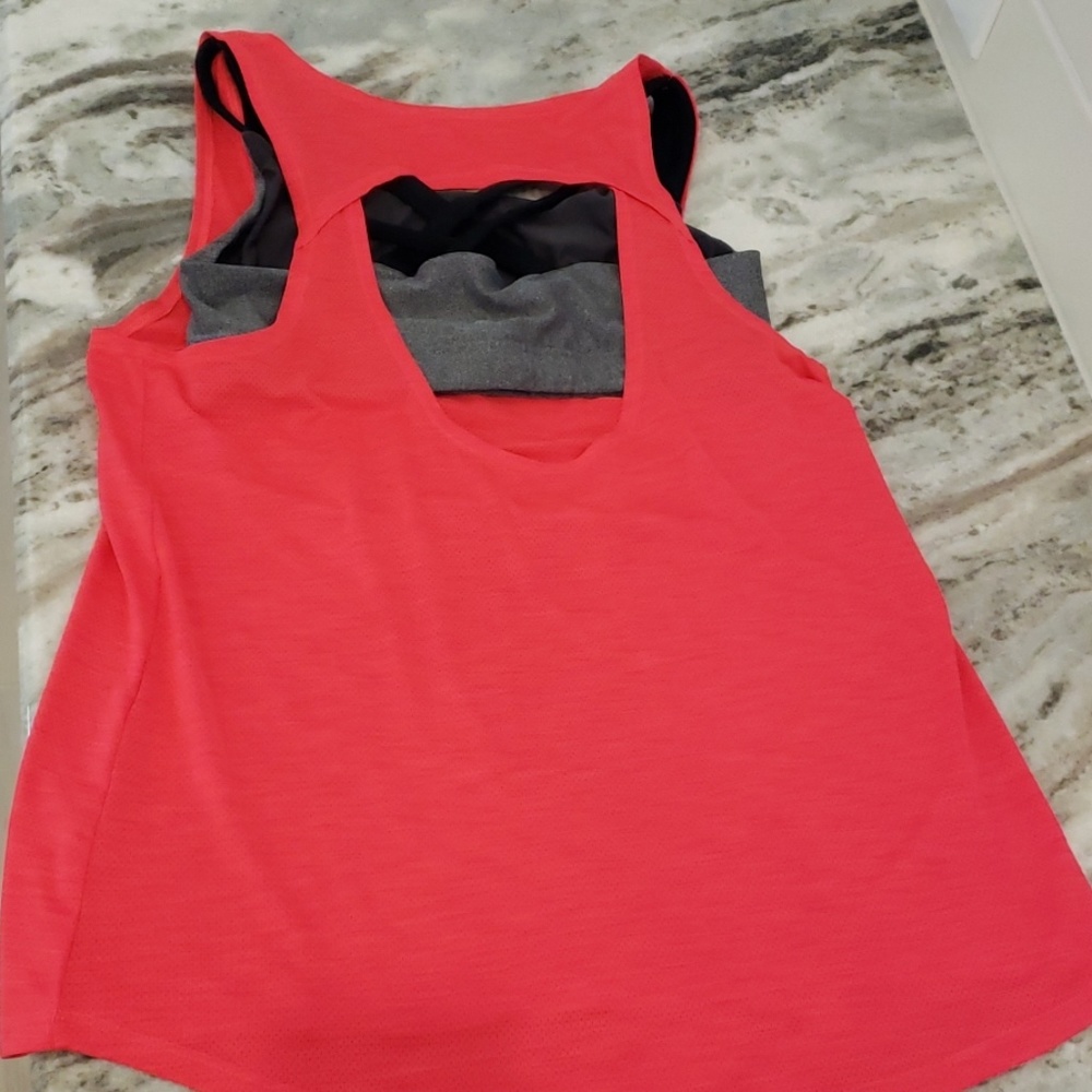 Hot pink and black Tank+Sports Bra all in one!